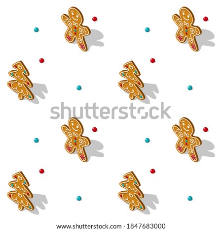 Stock photo: Traditional Christmas Seamless Pattern With Isometric 3d Snowfla
