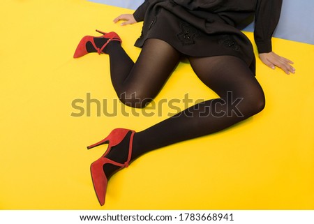 Stockfoto: Pop Art Female Legs In Red Shoes On High Heels With Pineapple Comic Style