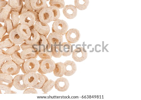 Stock fotó: Decorative Border Of Beige Rings Corn Flakes Isolated With Copy Space