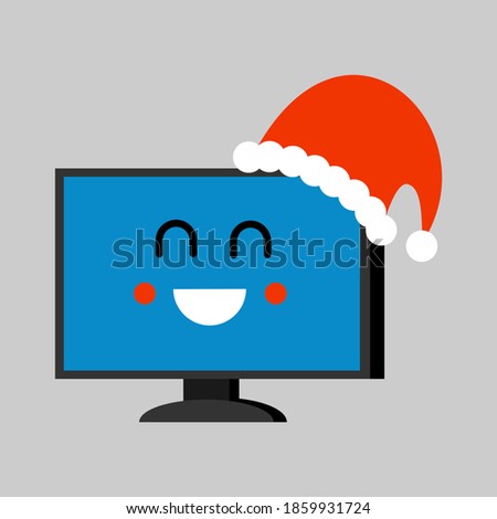 Computer Santa Claus Emoji Merry Pc Red Santa Hat Online Chri Сток-фото © MaryValery