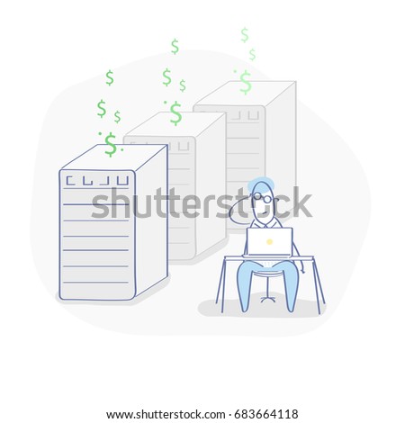 ストックフォト: Mining Bitcoin Farm Icon Extraction Of Cryptocurrency Sign Rac