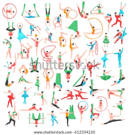 ストックフォト: Acrobatics Vector Illustration Icon Collection Set Couple Performing Flexibility Strength And Grac