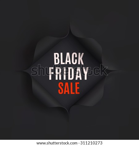 Stock photo: Cyber Monday Sale Background Hole In Black Paper Vector Illustration