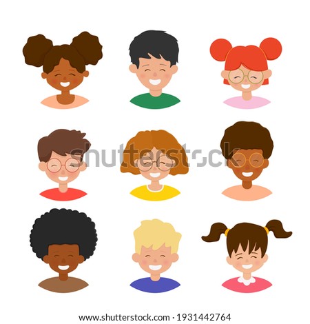 Stock foto: Black Afro American Boy Avatar Set Kid Vector Kindergarten Face Emotions Preschool Baby Expres