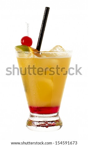 Foto stock: Cocktail Mai Tai With Light Rum Dark Rum Orange Curacao Almon