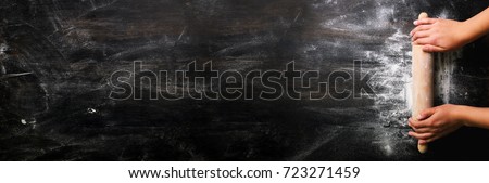 Zdjęcia stock: Raw Dough For Bread With Ingredients On Black Background Male H