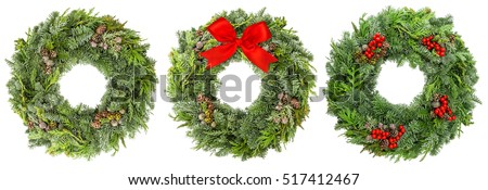 Сток-фото: New Year And Christmas Wreath Pine Branches Decorated With Light Garland Vector Illustration