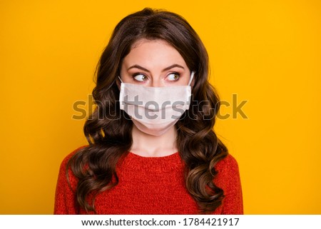 [[stock_photo]]: Horrible Portrait Of A Sick Woman With Covid 19 Illustration On Her Pupils