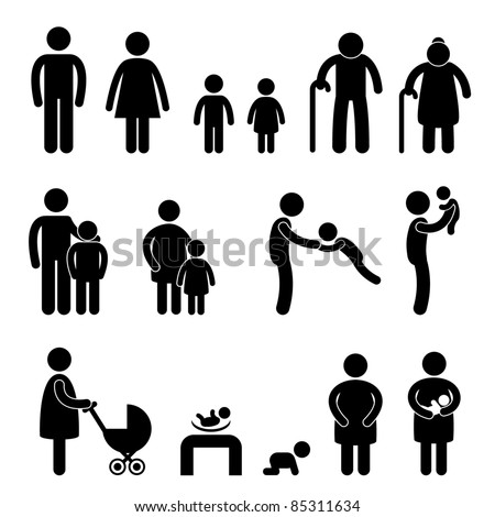 Man And Woman With Child Silhouette Family Simple Black Icon With Shadow On Gray ストックフォト © Leremy