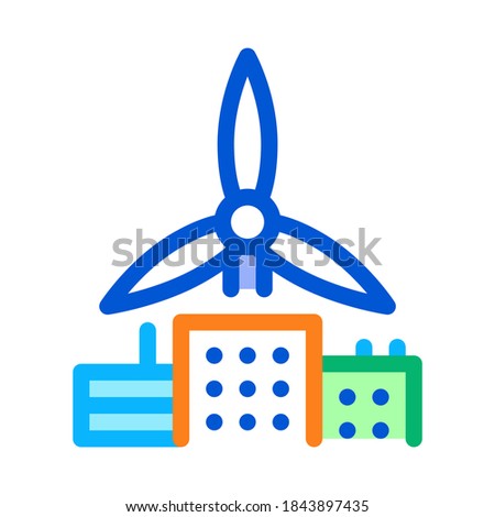[[stock_photo]]: Wind Energy Residential Technology Icon Vector Outline Illustration