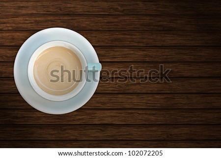 Foto stock: Hot Cup Of Fresh Coffee On The Wooden Table And Stack Of Books T