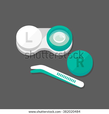 Stock foto: Contact Lens Case Container For Contact Lenses Flat Icon With Long Shadow