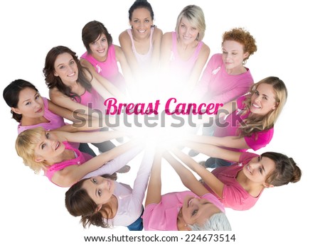 ストックフォト: High Angle View Of Breast Cancer Awareness Ribbon On Pink Bra