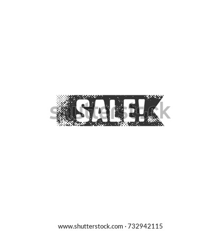 [[stock_photo]]: Vintage Hand Drawn Black Sale Ribbon In Retro Letterpress Style Isolated On White Background Disco