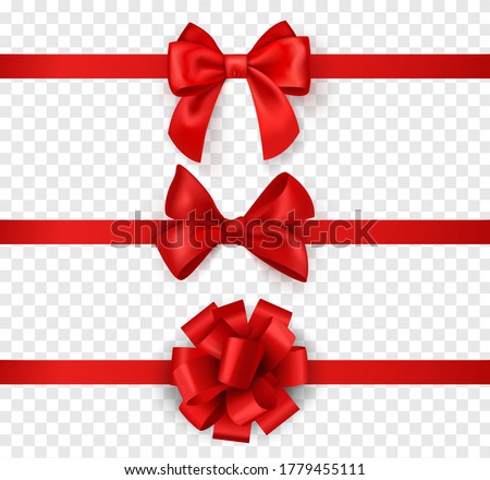 Stok fotoğraf: Realistic Red Bow And Ribbon Element For Decoration Gifts Greetings Holidays Vector Illustration