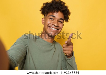 ストックフォト: Portrait Of Stylish African Boy Having Stylish Afro Hairdo Smili