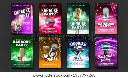 Stock fotó: Karaoke Poster Vector Dance Event Karaoke Vintage Studio Musical Record Old Bar Star Show Mode