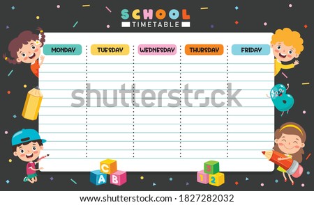 School Timetable Template For Students Or Pupils Vector Illustration Foto stock © yusufdemirci