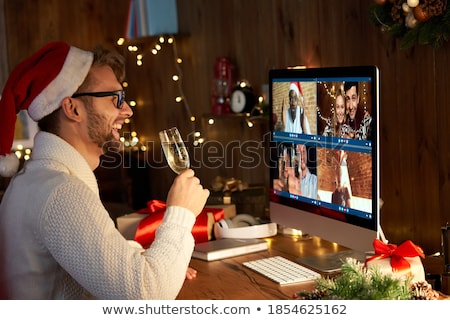 Stok fotoğraf: Christmas Celebration At Home Woman With Presents