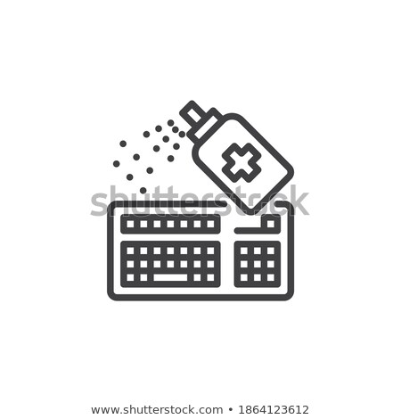 Сток-фото: Keyboard Disinfection From Computer Icon Vector Outline Illustration