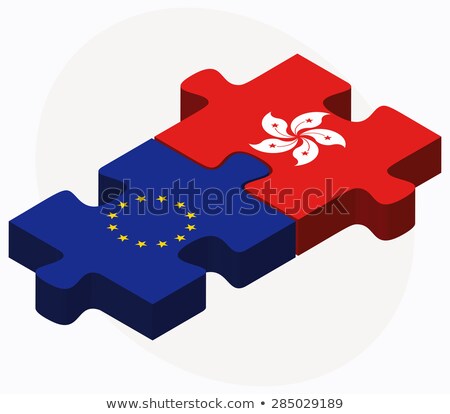 [[stock_photo]]: European Union And Hong Kong Sar China Flags In Puzzle