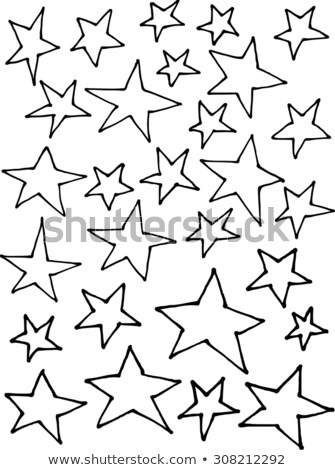 Stockfoto: Liquid Line Irregular Stars Hand Drawn Over White