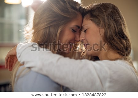 Stok fotoğraf: Close Up Of Happy Married Lesbian Couple Hugging