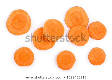 Stockfoto: Heap Fresh Slices Carrot Isolated On White Background