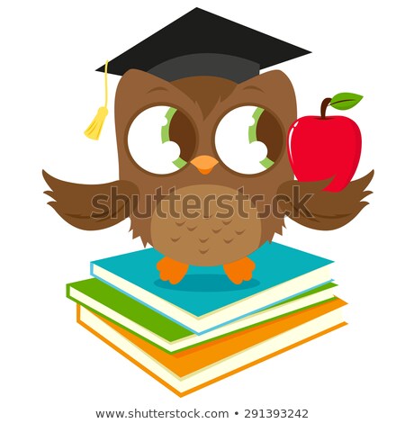 Stok fotoğraf: Owl Teacher Holding Red Apple