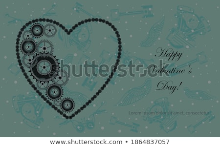 Zdjęcia stock: Mechanical Heart With White Wings