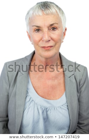 Foto stock: Woman In Stern Pose On White Background