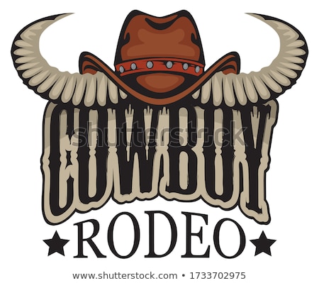 Foto stock: Buffalo Logo Design With Cowboy Hat