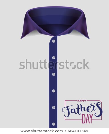 Stok fotoğraf: Mens Shirt With Blue Collar Happy Fathers Day Handwriting Text For Template Greeting Card