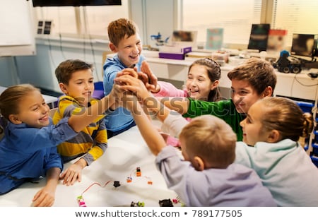 Stock foto: Chulkinder · in · der · Oberschulklasse