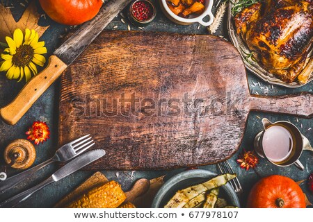 Сток-фото: Grilled Fall Seasonal Vegetables On Plate Over A Dark Background