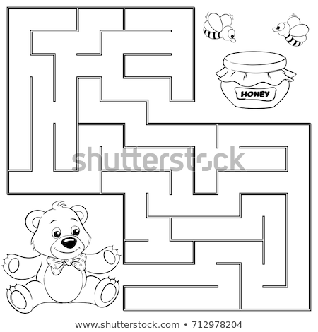 Foto d'archivio: Cartoon Bee Maze Game - Coloring Book Pages For Children