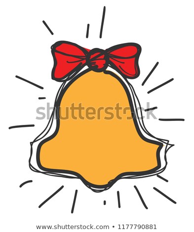 Zdjęcia stock: School Bell With Red Bow Knot Drawing Icon