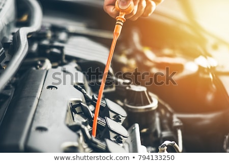Foto d'archivio: Checking Engine Oil Dipstick In Car