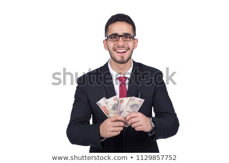 Stockfoto: Businessman Holding Paper With Greedy Emotion