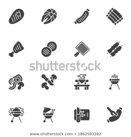 Zdjęcia stock: Beefsteak And Skewer Icons Vector Illustration