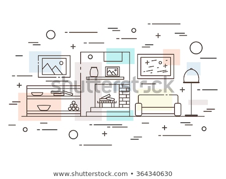 Zdjęcia stock: Interior Of Flat With Chimney And Furniture Vector