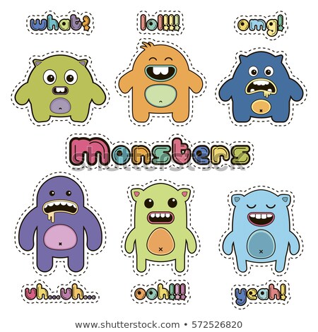 Stock fotó: Comic Pop Monster Vector Set