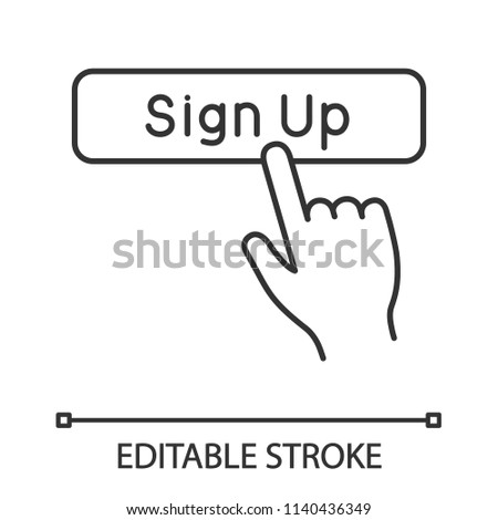 Stock foto: Linear User Profile Icon With Hand Clicking For Design And Websites Presentation Or Mobile Apps Ed