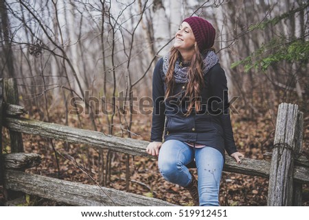 Autumn Woman In Fall Time Of November Month ストックフォト © Lopolo