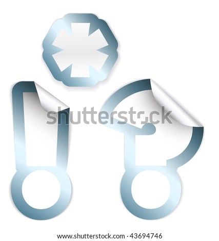 Stockfoto: Set Of Premium Labels - Asterisk Exclamation Mark And Question