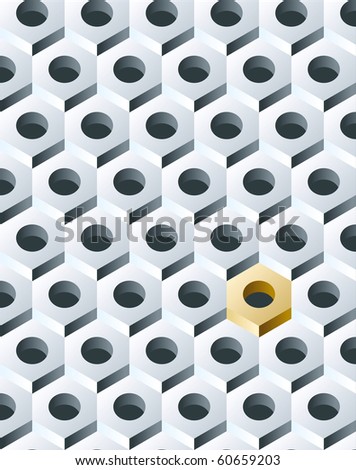 Group Of Silver Bolts With Golden One 3d Pattern Vector Illust Foto stock © fixer00