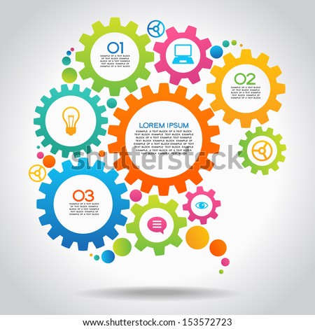 Foto stock: Infographic Design Template With Gears Idea To Display Information Ranking And Statistics With Ori