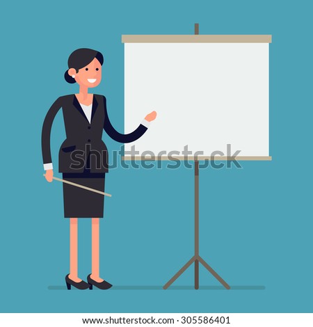 Foto stock: Business Lady With A Pointer Youngs Woman Presenting Something