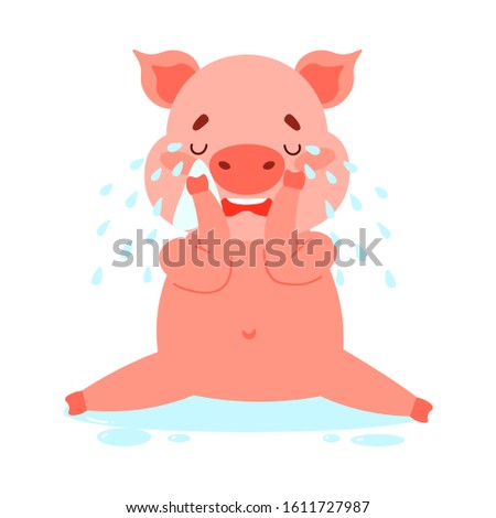Сток-фото: Pig Sad Emoji Piggy Sorrowful Emotion On White Background Farm