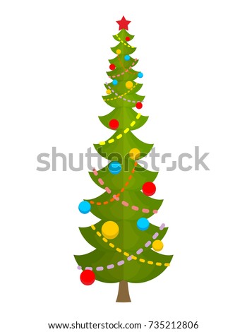 Zdjęcia stock: Big Christmas Tree Huge Spruce Large Fir New Year Vector Illu